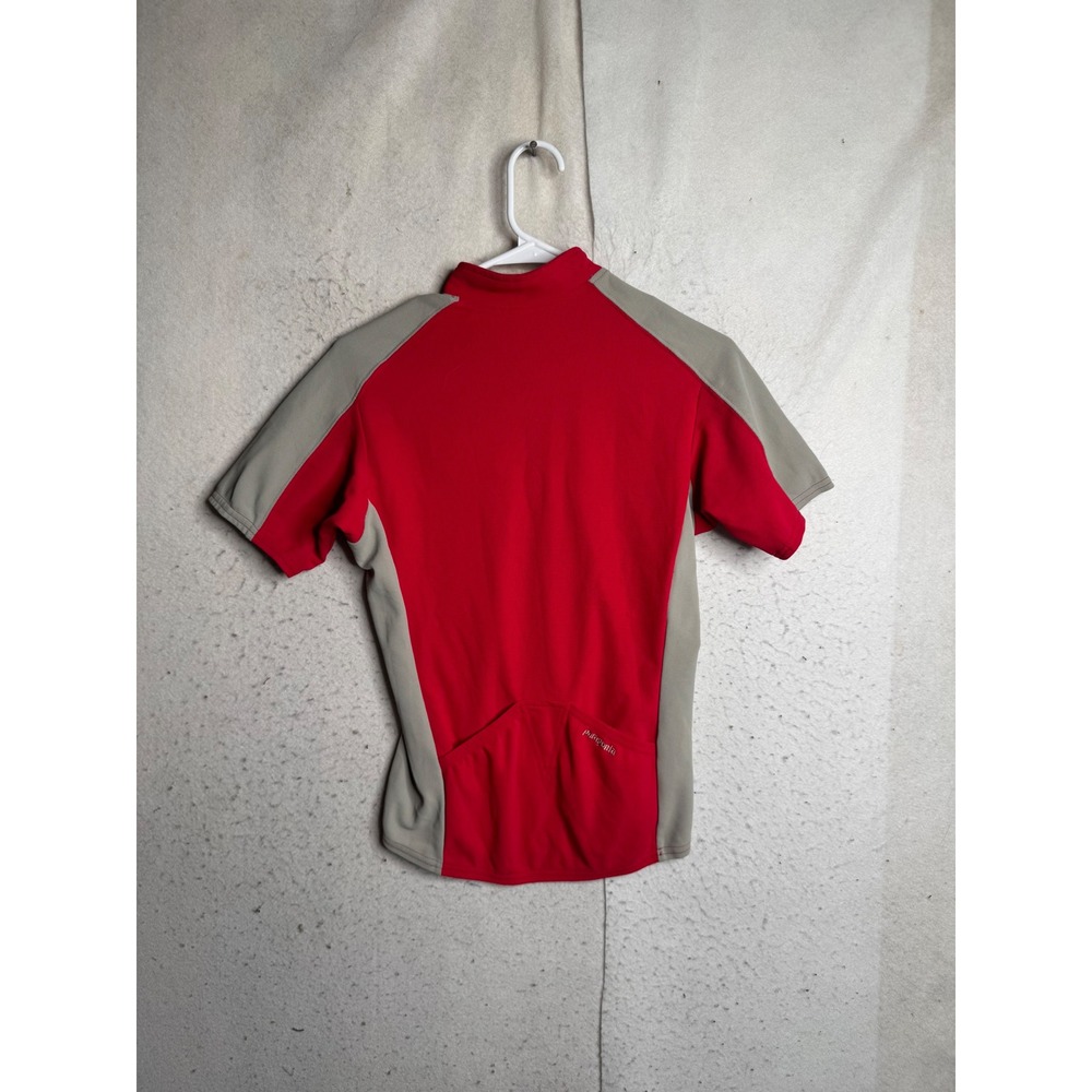 Patagonia Mens Red Grey Short Sleeve Cycling Jersey Half Zip Bike Shirt Sz S